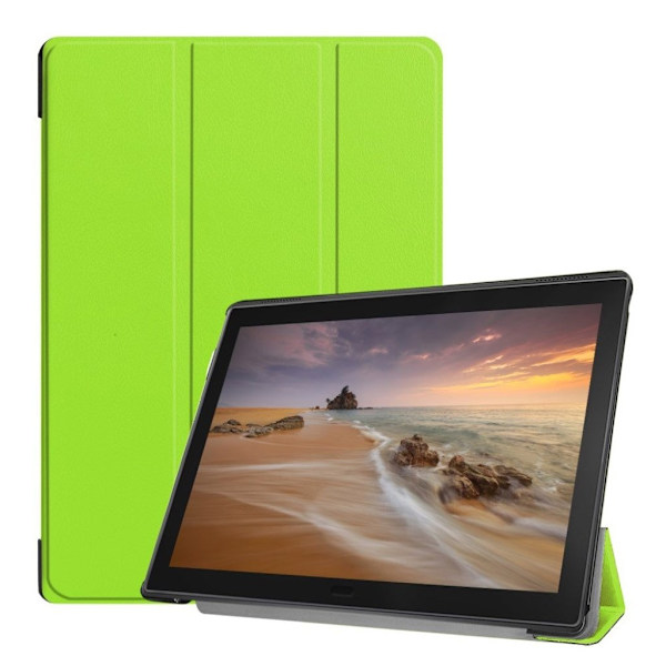 Lenovo Tab E10 trefold læder flip etui - Grøn Green