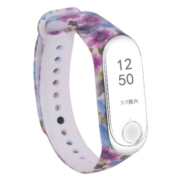 Xiaomi Mi Band 3 / Mi Smart Band 4 floral silicone watch band - multifärg