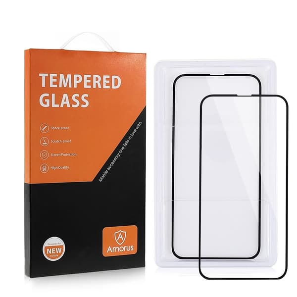 2 kpl AMORUS erittäin vahva lasi näytönsuoja iPhone 13 Pro Maxille Transparent