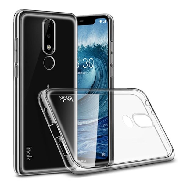 IMAK Nokia 5.1 Plus beskyttelsesetui i silikone med gennemsigtig design - Transparent Transparent