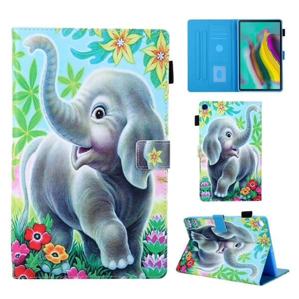 Samsung Galaxy Tab A 10.1 (2019) supreme mønster lær flip etui - Elephant Multicolor