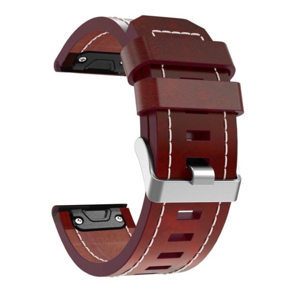 Gamrin Fenix 5X viivaommeltu nahkainen kellonauha Brown