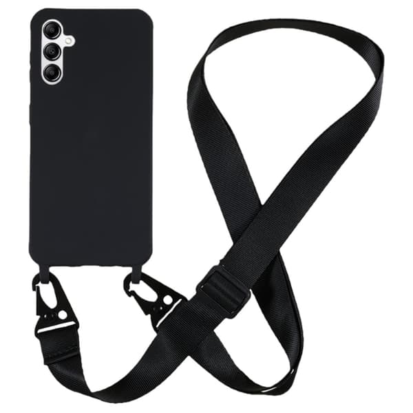 Tyndt TPU-etui med mat finish og justerbar strop til Samsung Galaxy A14 - Sort Black