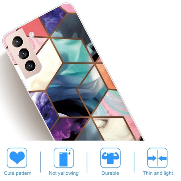 Marble Samsung Galaxy S22 Suojakotelo - Värikäs Cube Tile Multicolor