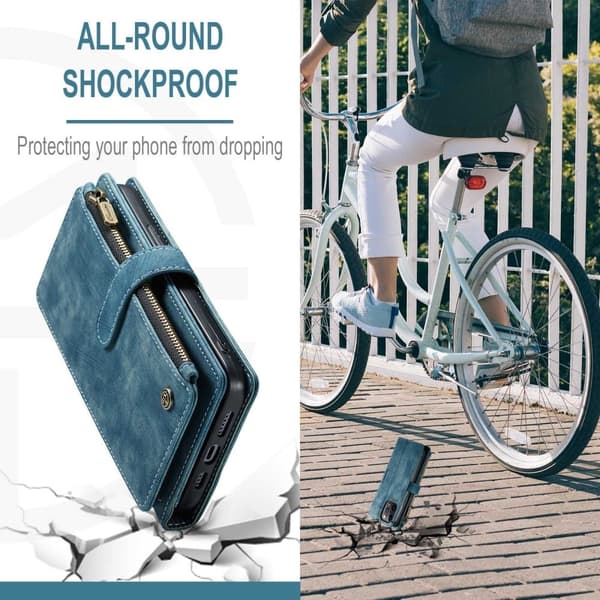 CaseMe iPhone 12 Pro Max etui med lynlås og pung - Blå Blue