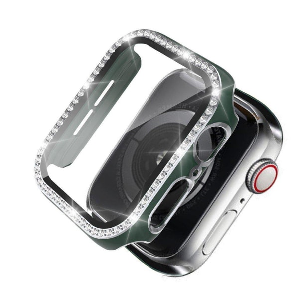 Apple Watch 40mm bi-color rhinestone cover + hærdet glas - Grøn / Sølv Green