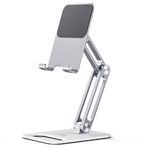 Yleismallinen säädettävä alumiininen pöytäpuhelin- ja tablettiteline - Hopea Silver grey