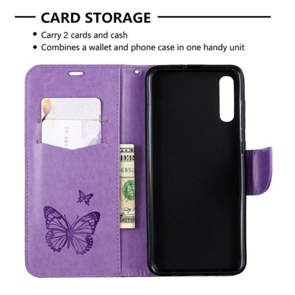 Butterfly Samsung Galaxy A70 etui - Lilla Purple