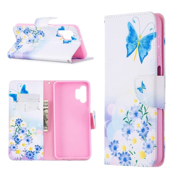 wonderland Samsung Galaxy A32 5G flip etui - sommerfugl og blomster Multicolor