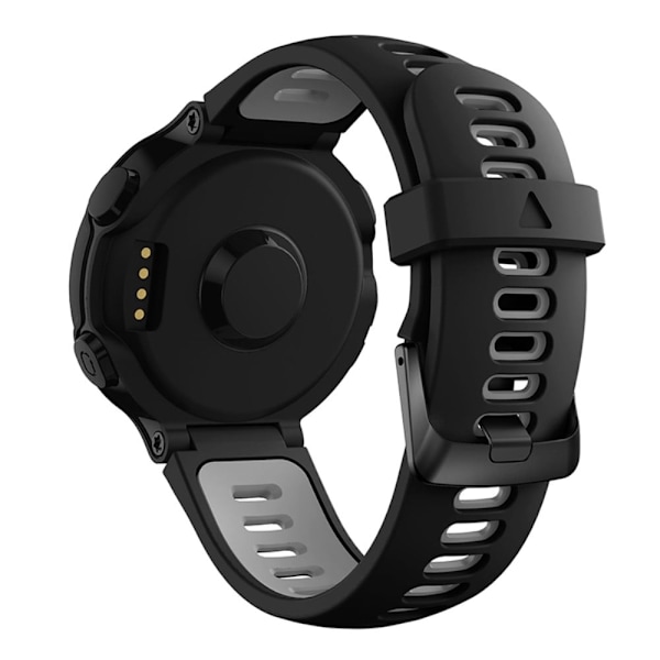 Silikoninen kellohihna mustalla soljella Garmin Forerunner -kelloon - Musta / Harmaa Black