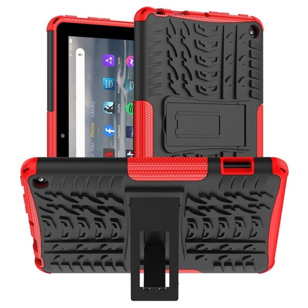 Tire pattern kickstand case for Amazon Fire 7 (2022) - Red Röd