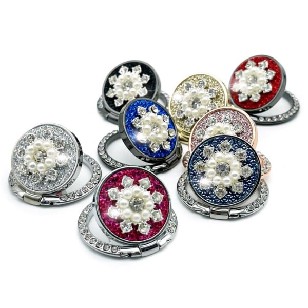Universal rhinestone snowflake style finger ring stand - Silver Blue