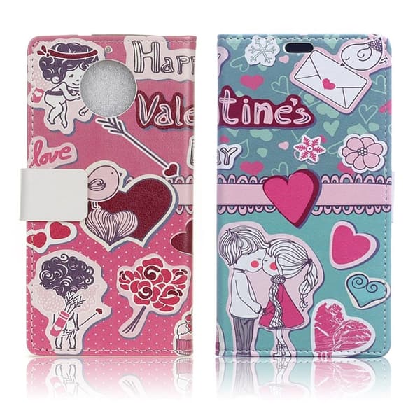Motorola Moto G5s Mønstret Lær Flip Etui - Love Elements Multicolor