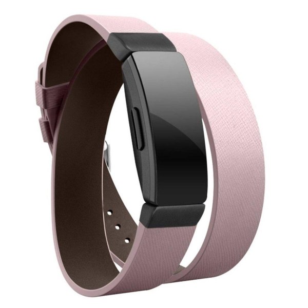 Fitbit Inspire / Inspire HR äkta läder klockband - Rosa / Svart Spänne Rosa