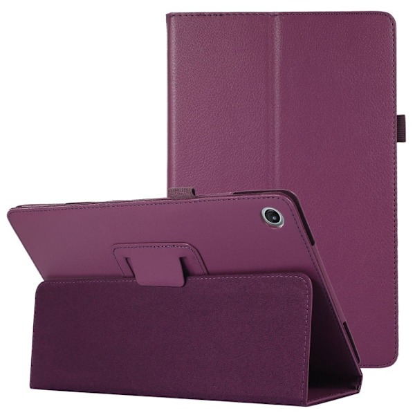 Foldbart etui med Lichi-tekstur til Lenovo Tab M10 Plus (Gen 3) - Lilla Purple