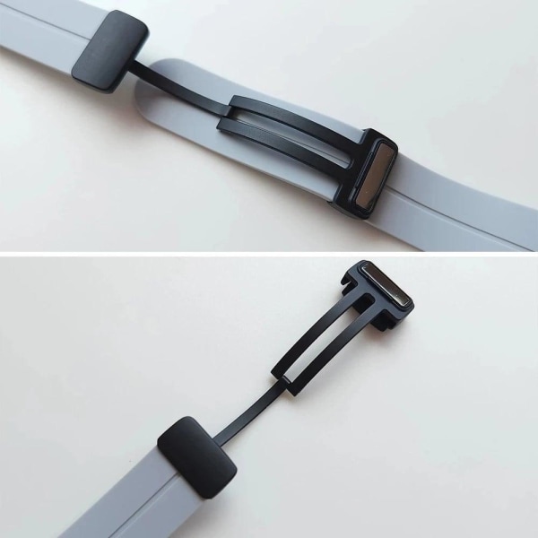 Google Pixel Watch silicone watch strap - Black Buckle / Dark Gr Silvergrå