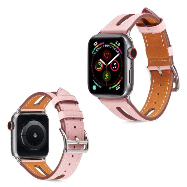 Apple Watch Series 5 40mm læder Læder Urrem - Lyserød Pink