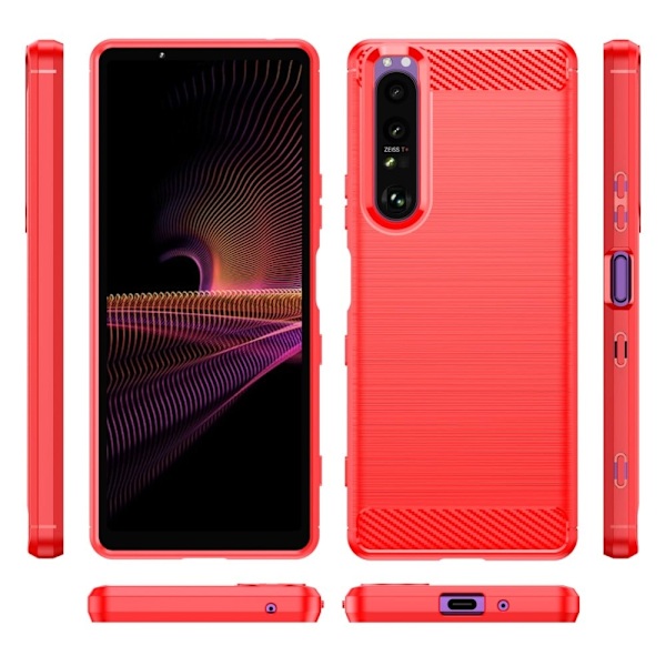 Carbon Flex Suojakotelo Sony Xperia 1 III - Punainen Red