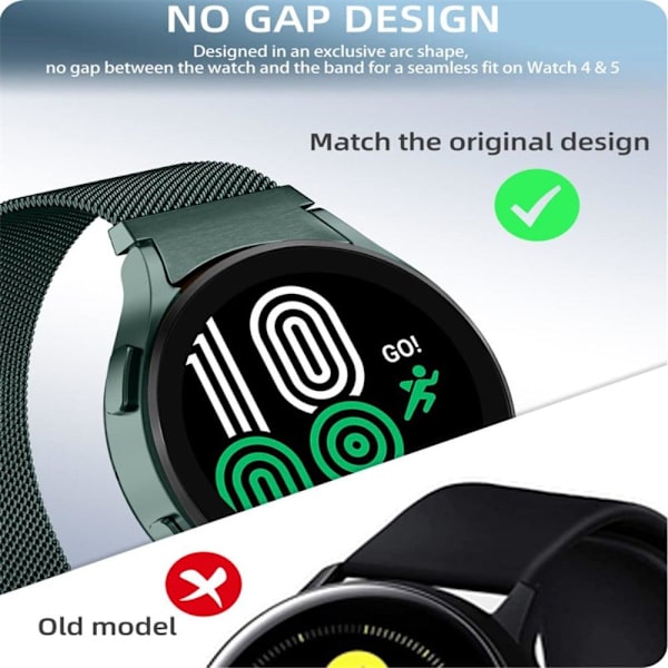 Samsung Galaxy Watch 5 Pro urrem i rustfrit stål med klart cover - Grøn Green
