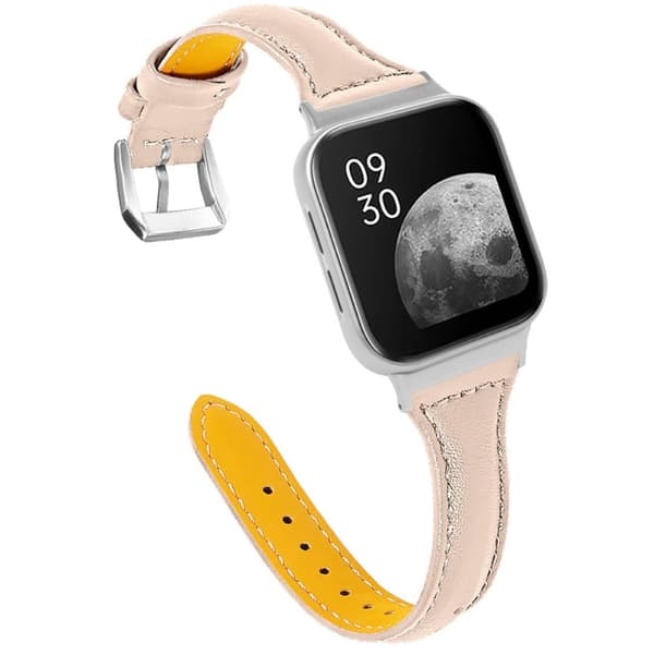 Oppo Watch (46mm) quick release cowhide ægte læder urrem - Aprikos Pink