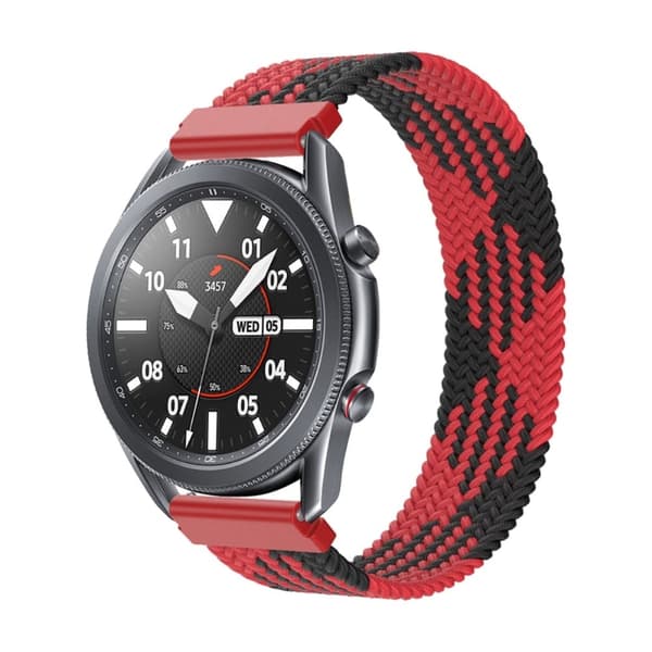 Elastinen nailon kellohihna Samsung Galaxy Watch 4:lle - Musta / Punainen Koko: L Multicolor