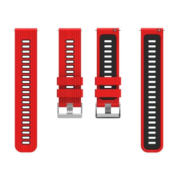 20mm Universal kaksivärinen silikoni ranneke - Punainen / Musta Red