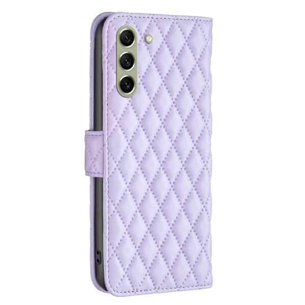 Rombemønster, matt flip-deksel for Samsung Galaxy S21 FE - Lilla Purple