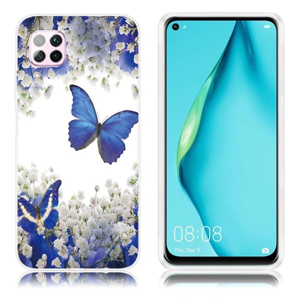 Deco Huawei P40 Lite / Nova 6 SE Cover - Blå Sommerfugl og Bloms Multicolor