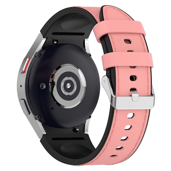Samsung Galaxy Watch 5 / 4 / 3 (41mm) silikoni nahkainen kellonhihna hopeisella soljella - Musta Koko: L Pink
