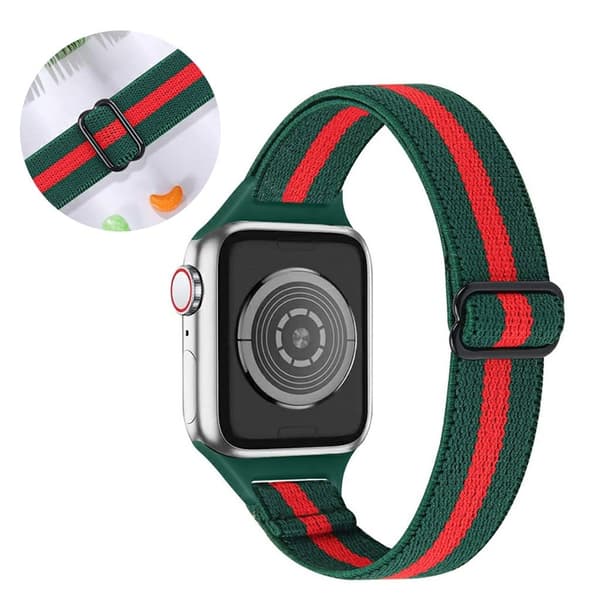 Apple Watch 42mm - 44mm nylonkellohihna - Armeijan Vihreä / Punainen Multicolor