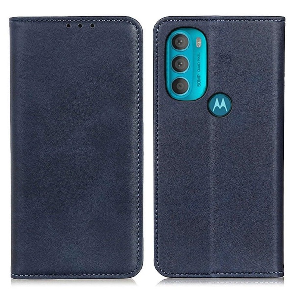 Äkta läder Motorola Moto G71 5G fodral - Blå Blå