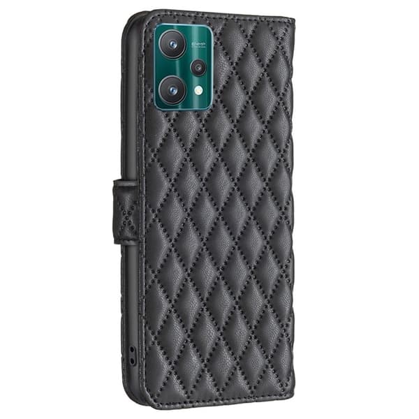 Rhombus mat Realme V25 / Realme 9 Pro flip etui - Sort Black