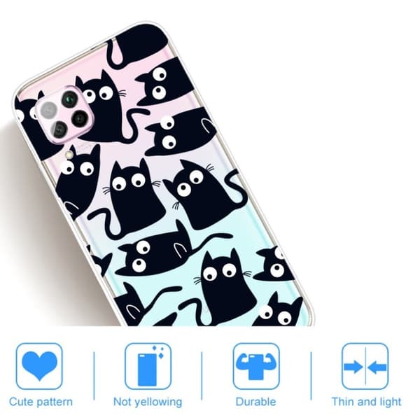 Deco Huawei P40 Lite / Huawei Nova 6 SE deksel - Svarte Katter Multicolor