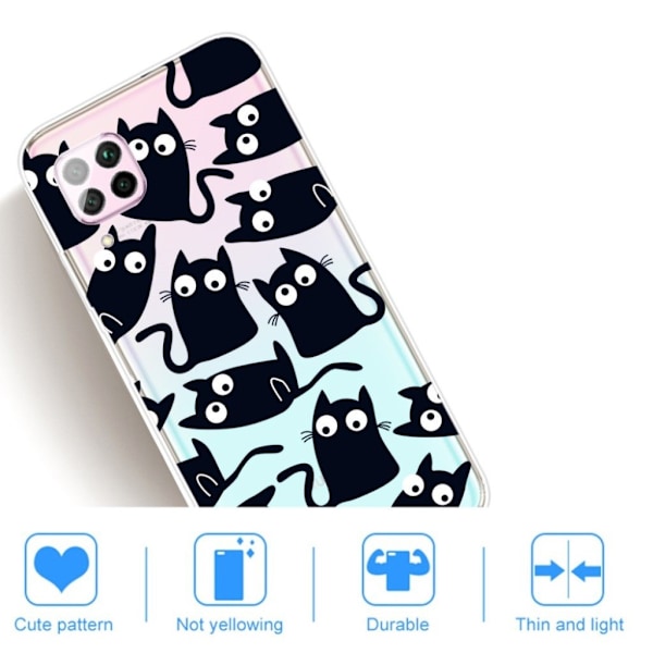 Deco Huawei P40 Lite / Huawei Nova 6 SE skal - Svarta Katter multifärg
