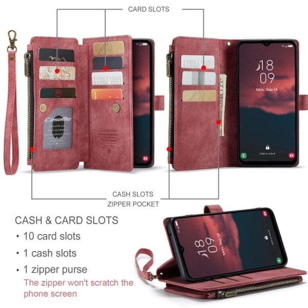 Rymligt Samsung Galaxy A34 5G fodral med plånbok - Röd Röd