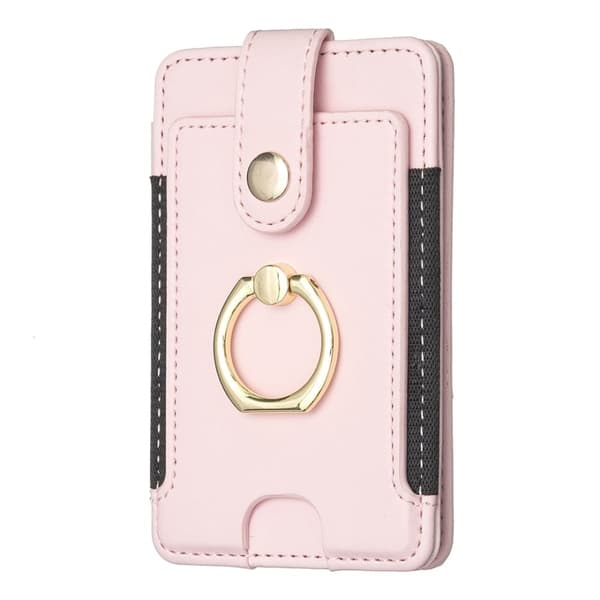 Universal korthållare i läder med fingerring - Rosa Rosa