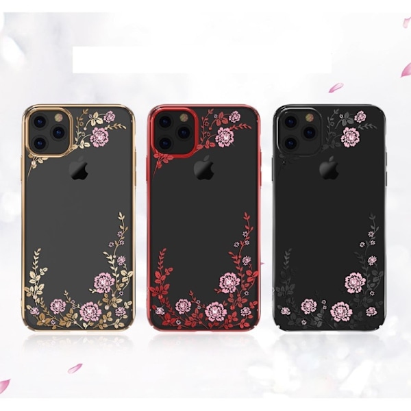 Kavaro iPhone 11 Pro Flora Crystal Case - Musta Black