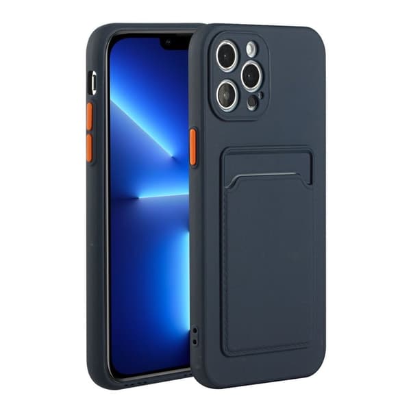 Card Holder Suojakuori For iPhone 13 Pro Max - Tummansininen Blue