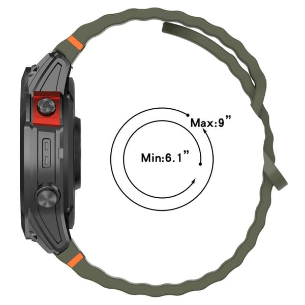 Garmin Fenix 8 47mm 22mm Quick Release Wavy Texture silikoneurrem med sølvstik - Gul Yellow