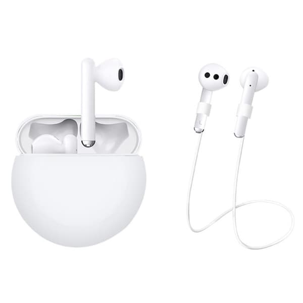 Huawei Freebuds 3 silikonskydd med nackrem - Vit Vit