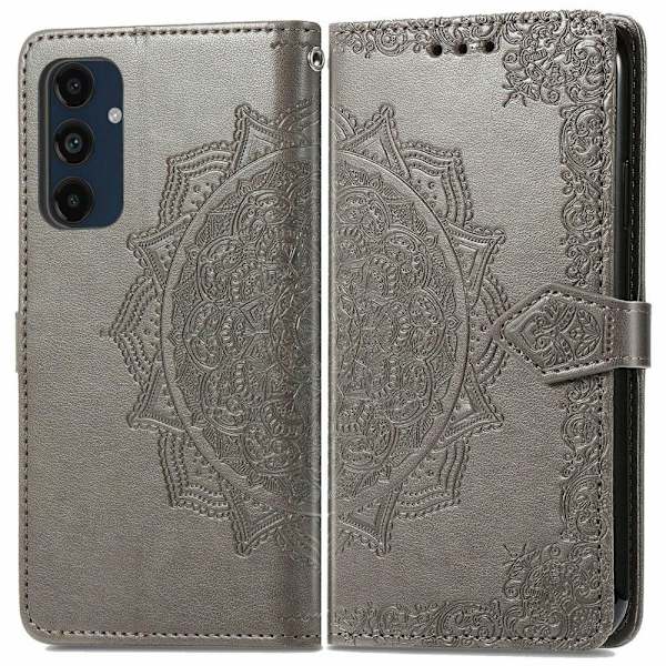 Mandala läder Samsung Galaxy S24 FE fodral - Grå Silvergrå