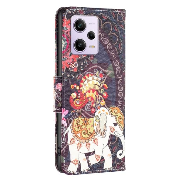 Wonderland Xiaomi Poco X5 Pro Flippetui - Blomst og Elefant Multicolor