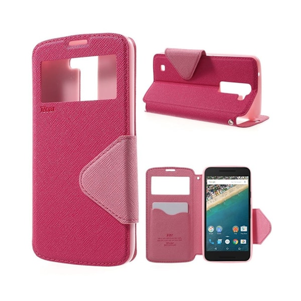 Roar Korea LG K8 Læder-etui med vindue - Hot Pink Pink