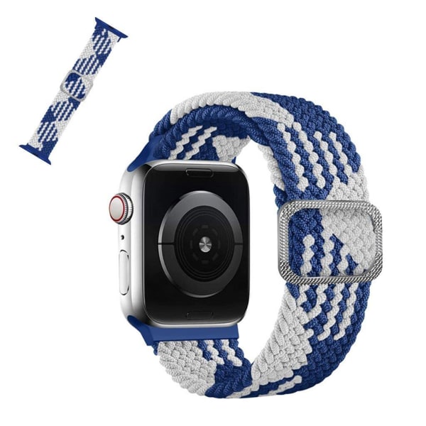 Apple Watch 40 mm urrem med nylonmønster - Blå Hvid Blue