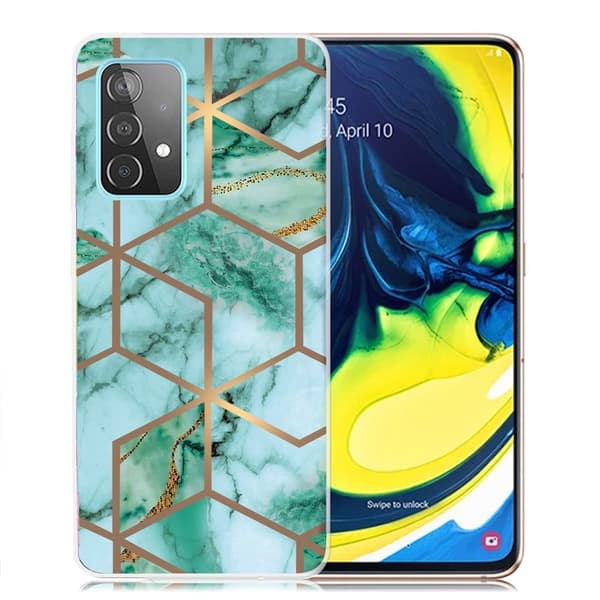 Marble Samsung Galaxy A82 5G Etui - Smaragd Terning Mønster Green