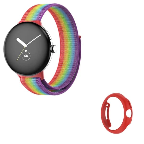 Elastiskt klockarmband i nylon med svart fodral för Google Pixel Watch - Flerfärgad multifärg