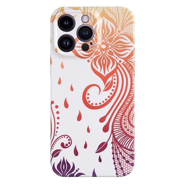 iPhone 14 Pro Max deksel med blomstermønster - Gul / Oransje / Blå Orange