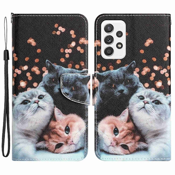Wonderland Samsung Galaxy A53 5G Läppäkotelo - Kissa Multicolor