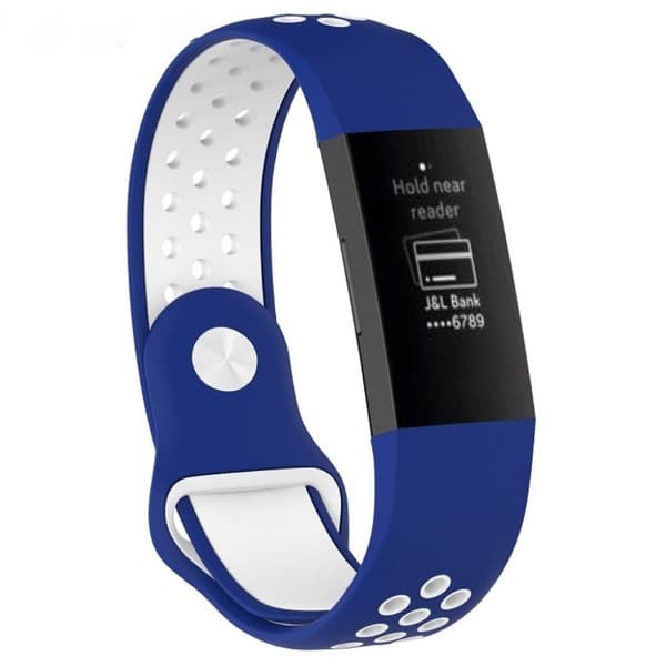 Fitbit Charge 3 andningsbart klockarmband i silikon i två färger - Blå / Vit multifärg