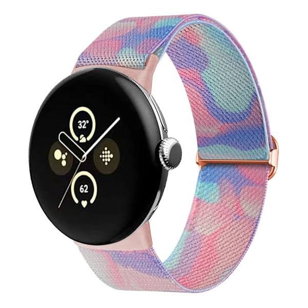 Google Pixel Watch / Watch 2 Pattern Straps Adjustable Nylon Watch Band - Vandig Væske Multicolor